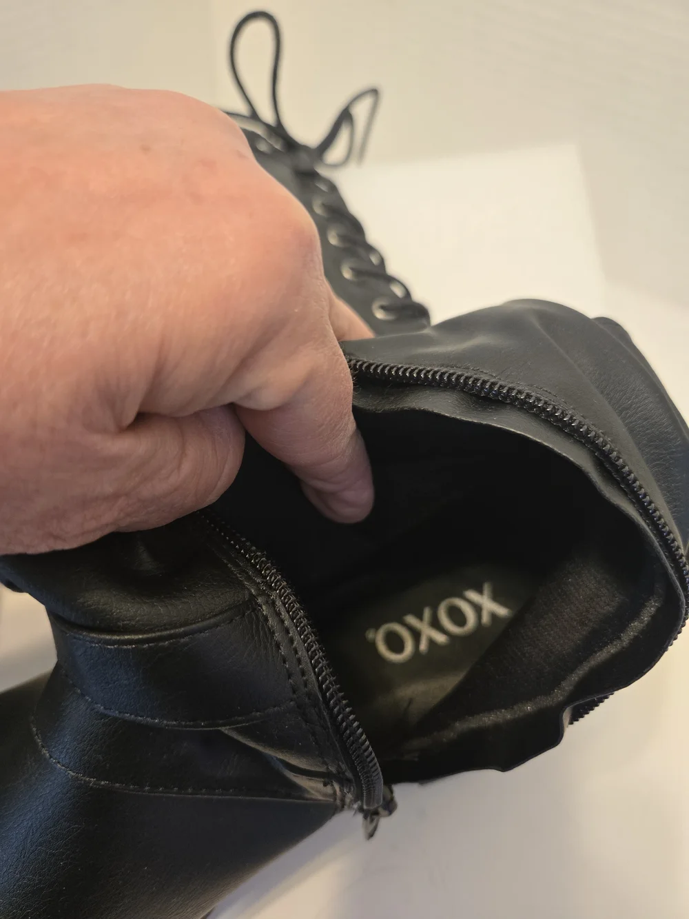 XOXO Black Knee-High Lace-Back Riding Boots 6 1/2 M